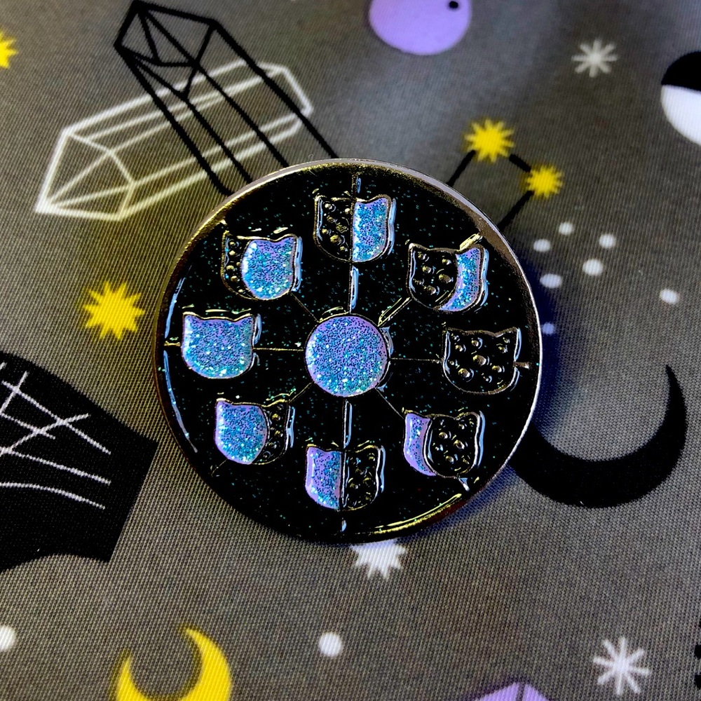 Lunar Phase Cats Enamel Pin